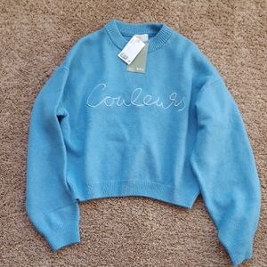 H&M Blue Crew Neck Sweater